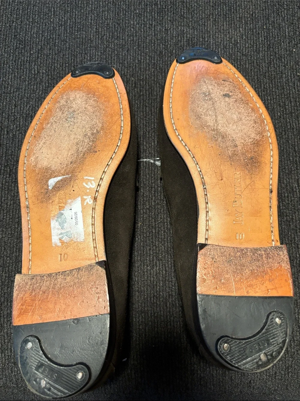 Anne Klein Dark Brown Suede Loafers with Gold Hardware